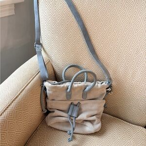 Cream and Gray Free People suede bag